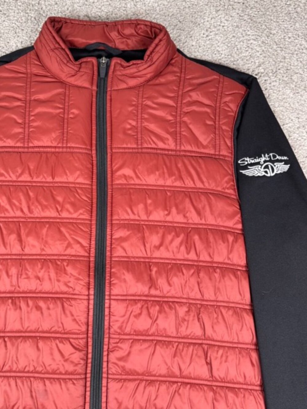 Straight Down Golf Quilted Full Zip Hybrid Jacket Men's Medium Puffer Orange